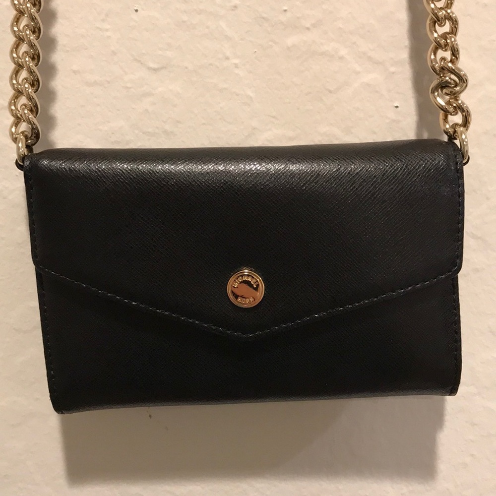 Michael kors black wallet on chain
